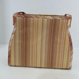 Estel Lauder Shimmery Shoulder Bag. Tan/ Cream.